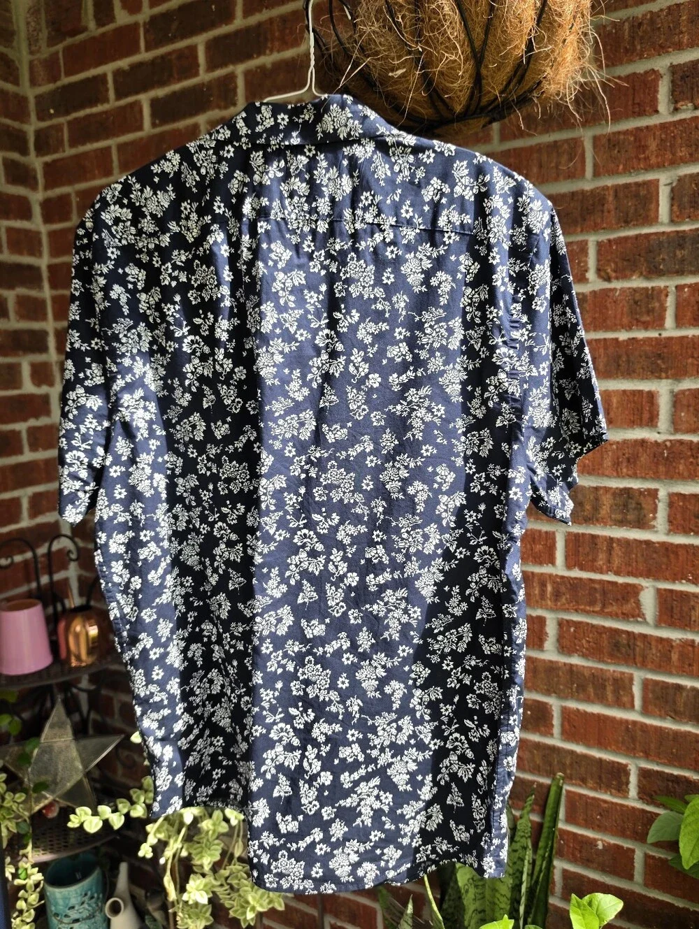 Banana Republic Men’s Floral Button-Down Shirt - Navy XL Cotton S/S